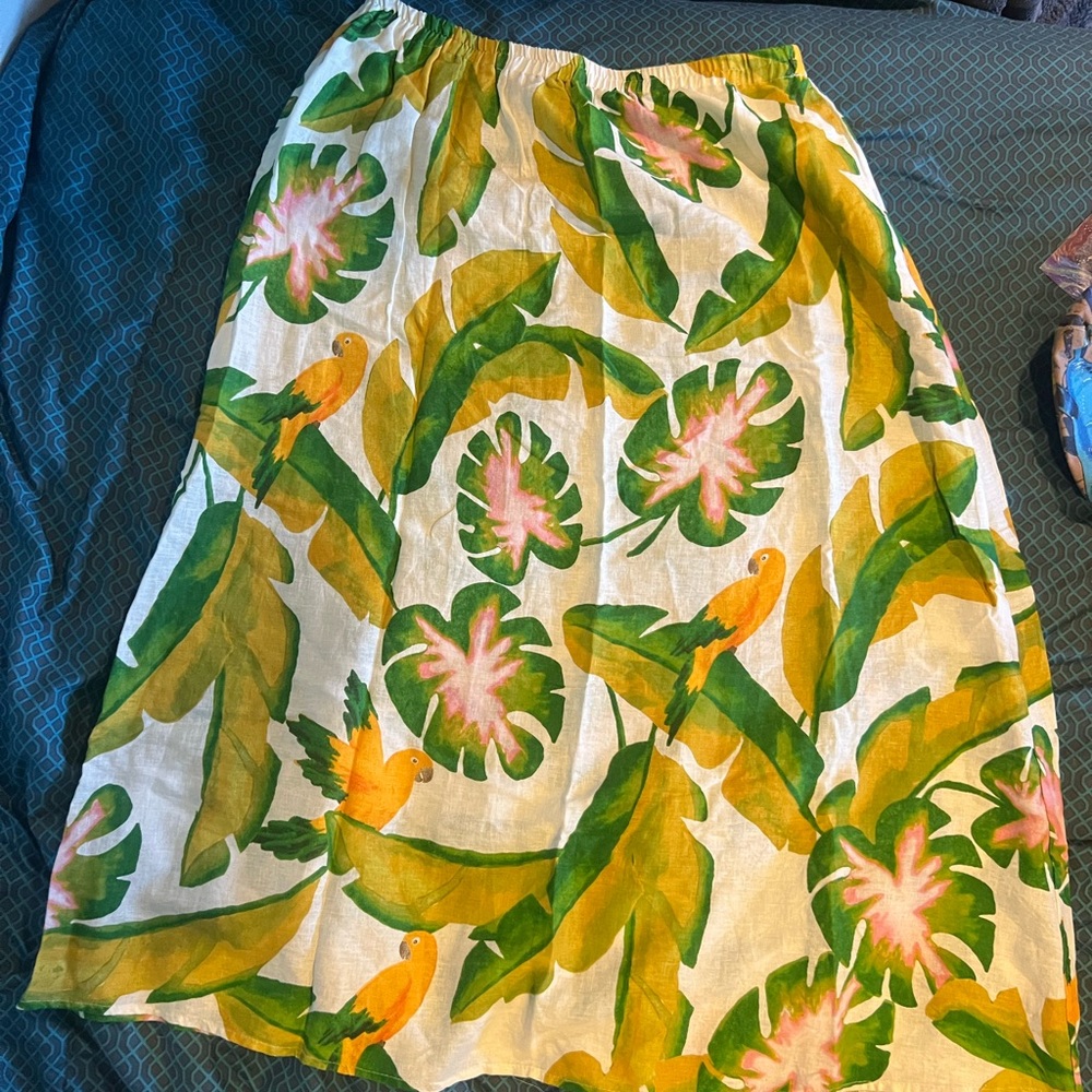 Panama Jack Tropical with Birdies Green and Yellow Birds Skirt